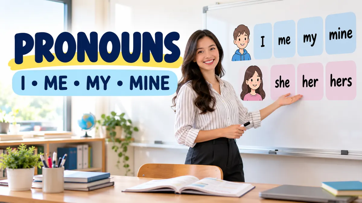 Pronoun ภาษาอังกฤษ แสดงตัวอย่าง I, me, my และ mine